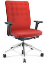 ID Trim, With lumbar support, FlowMotion-without tilt mechanism, without seat depth adjustment, With 3D-armrests, 5 star foot, polished aluminium, Seat and back Plano, Poppy red