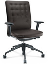 ID Trim, With lumbar support, FlowMotion-without tilt mechanism, without seat depth adjustment, With 3D-armrests, 5 star foot , basic dark plastic, Seat and back, leather, Chocolate