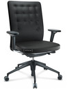 ID Trim, With lumbar support, FlowMotion-without tilt mechanism, without seat depth adjustment, With 3D-armrests, 5 star foot , basic dark plastic, Seat and back, leather, Nero