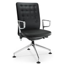 ID Trim Conference, With lumbar support, With ring armrests (height adjustable), Basic dark, Seat and back, leather, Nero