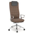ID Trim L, FlowMotion with seath depth adjustment, With polished aluminium ring armrests, Soft grey, Plano fabric brown