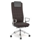 ID Trim L, FlowMotion without seath depth adjustment, With polished aluminium ring armrests, Soft grey, Plano fabric coffee