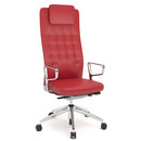ID Trim L, FlowMotion without seath depth adjustment, With polished aluminium ring armrests, Soft grey, Leather red