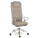 ID Trim L, FlowMotion with seath depth adjustment, With polished aluminium ring armrests, Soft grey, Leather sand