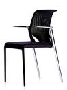 MedaSlim, With armrests, Base chrome-plated aluminium (stackable), Seat Nova, back Netline, Nero, Nero