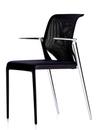 MedaSlim, With armrests, Base polished aluminium (non-stackable), Seat Nova, back Netline, Nero, Nero