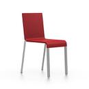 .03, Stackable, Base powder-coated silver sleek, Without armrests, Bright red
