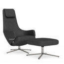Repos, Chair Repos & Ottoman, Fabric Dumet carbon/black, 41 cm, Polished