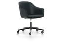 Softshell Chair with five star base, Aluminum base powder coated basic dark, Leather, Nero