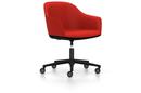Softshell Chair with five star base, Aluminum base powder coated basic dark, Plano, Poppy red