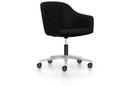 Softshell Chair with five star base, Aluminium polished, Plano, Nero