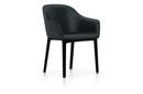 Softshell Chair with four-legged base, Basic dark, Leather, Nero