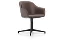Softshell Chair with four star base, Aluminum base powder coated basic dark, Leather, Marron
