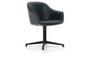 Softshell Chair with four star base, Aluminum base powder coated basic dark, Leather, Nero