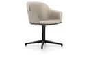 Softshell Chair with four star base, Aluminum base powder coated basic dark, Leather (Standard), Sand