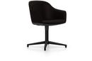 Softshell Chair with four star base, Aluminum base powder coated basic dark, Plano, Brown, Felt pads for hard floor surfaces
