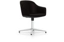 Softshell Chair with four star base, Aluminium polished, Plano, Brown