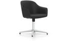 Softshell Chair with four star base, Aluminium polished, Plano, Dark grey