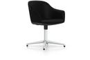 Softshell Chair with four star base, Aluminium polished, Plano, Nero