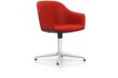 Softshell Chair with four star base, Aluminium polished, Plano, Poppy red