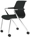 Unix Chair with Four-legged Base on Castors, Diamond Mesh asphalt, Basic dark, Aluminium polished