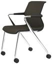 Unix Chair with Four-legged Base on Castors, Diamond Mesh dimgrey, Basic dark, Aluminium polished