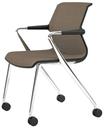 Unix Chair with Four-legged Base on Castors, Diamond Mesh mauve grey, Basic dark, Aluminium polished