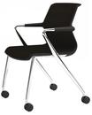 Unix Chair with Four-legged Base on Castors, Silk Mesh brown, Basic dark, Aluminium polished