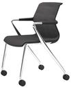 Unix Chair with Four-legged Base on Castors, Silk Mesh dimgrey, Basic dark, Aluminium polished