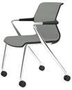 Unix Chair with Four-legged Base on Castors, Silk Mesh ice grey, Basic dark, Aluminium polished