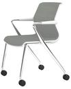 Unix Chair with Four-legged Base on Castors, Silk Mesh ice grey, Soft grey, Aluminium polished
