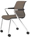 Unix Chair with Four-legged Base on Castors, Silk Mesh mauve grey, Basic dark, Aluminium polished