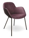 Sheru Armchair, Fabric Gaia amethyst, Vintage leather cigar, Matt bronze powder-coated