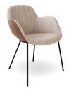 Sheru Armchair, Fabric Gaia champagne, Vintage leather bourbon, Matt black powder-coated