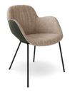 Sheru Armchair, Fabric Gaia quartz, Vintage leather fango, Matt black powder-coated