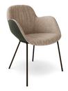 Sheru Armchair, Fabric Gaia quartz, Vintage leather fango, Matt bronze powder-coated