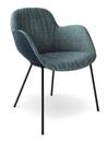 Sheru Armchair, Fabric Gaia tourmaline, Vintage leather night blue, Matt black powder-coated