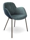 Sheru Armchair, Fabric Gaia tourmaline, Vintage leather night blue, Matt bronze powder-coated