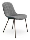Sheru Chair, Fabric Gaia platin, Vintage leather blue tormaline, Matt bronze powder-coated