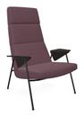 Votteler Chair, Higher back, Fabric Gaia amethyst, Matt black powder-coated, Flamed oak