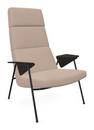 Votteler Chair, Higher back, Fabric Gaia champagne, Matt black powder-coated, Flamed oak