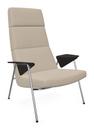 Votteler Chair, Higher back, Fabric Gaia linen, High gloss chrome-plated, Flamed oak