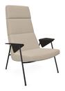 Votteler Chair, Higher back, Fabric Gaia linen, Matt black powder-coated, Flamed oak