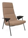 Votteler Chair, Higher back, Fabric Gaia quartz, Matt black powder-coated, Flamed oak