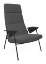 Votteler Chair, Higher back, Fabric Gaia tourmaline, Matt black powder-coated, Flamed oak