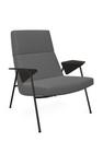 Votteler Chair, Low back, Fabric Gaia silver, Matt black powder-coated, Flamed oak