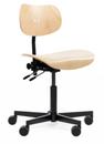 S 197 R20, Without armrests, Natural beech, Matt black powder-coated, Standard castors black for carpet