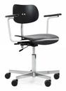 S 197 R20, With armrests, Black stained beech, Chrome plated/polished aluminum, Standard castors black for hard floor