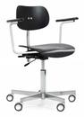 S 197 R20, With armrests, Black stained beech, Chrome-plated, Standard castors chrome for hard floor