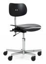 S 197 R20, Without armrests, Black stained beech, Chrome plated/polished aluminum, Standard castors black for carpet